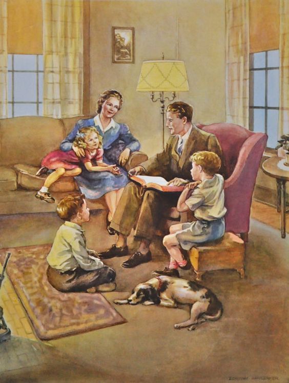 Dad Reading to Children Family-003